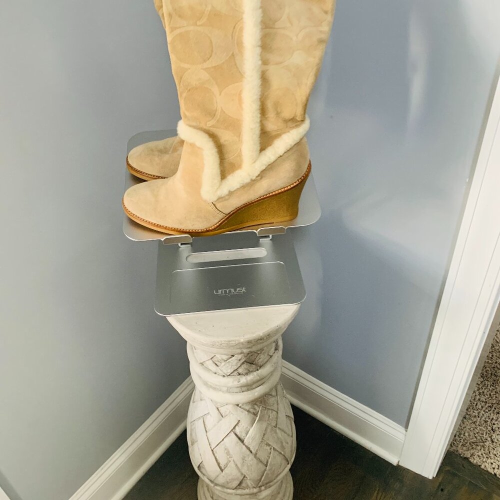 NEW COACH Signature Jordana Suede Shearling Trim Wedge Boots Size 10M (NIB)